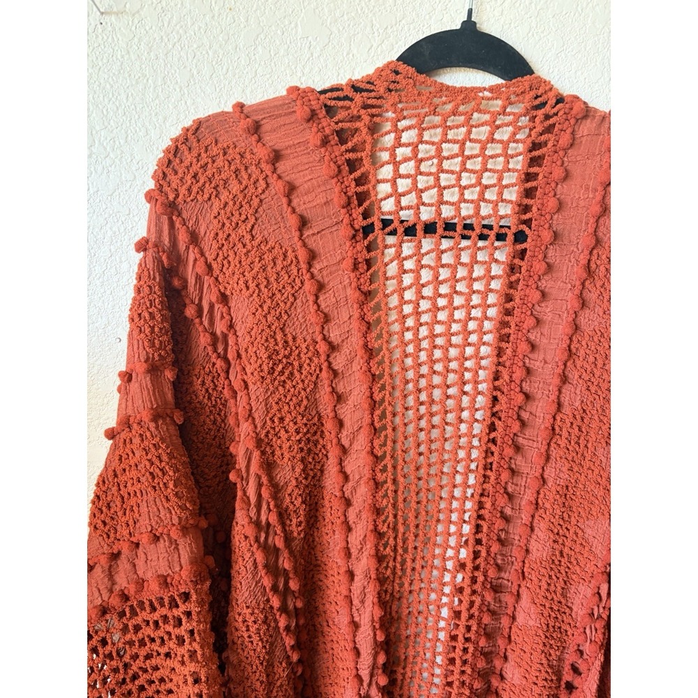 Riah Fashions Boho l Print Scarf Wrap Cover Up Orange Womens OS Crochet - Picture 2 of 7